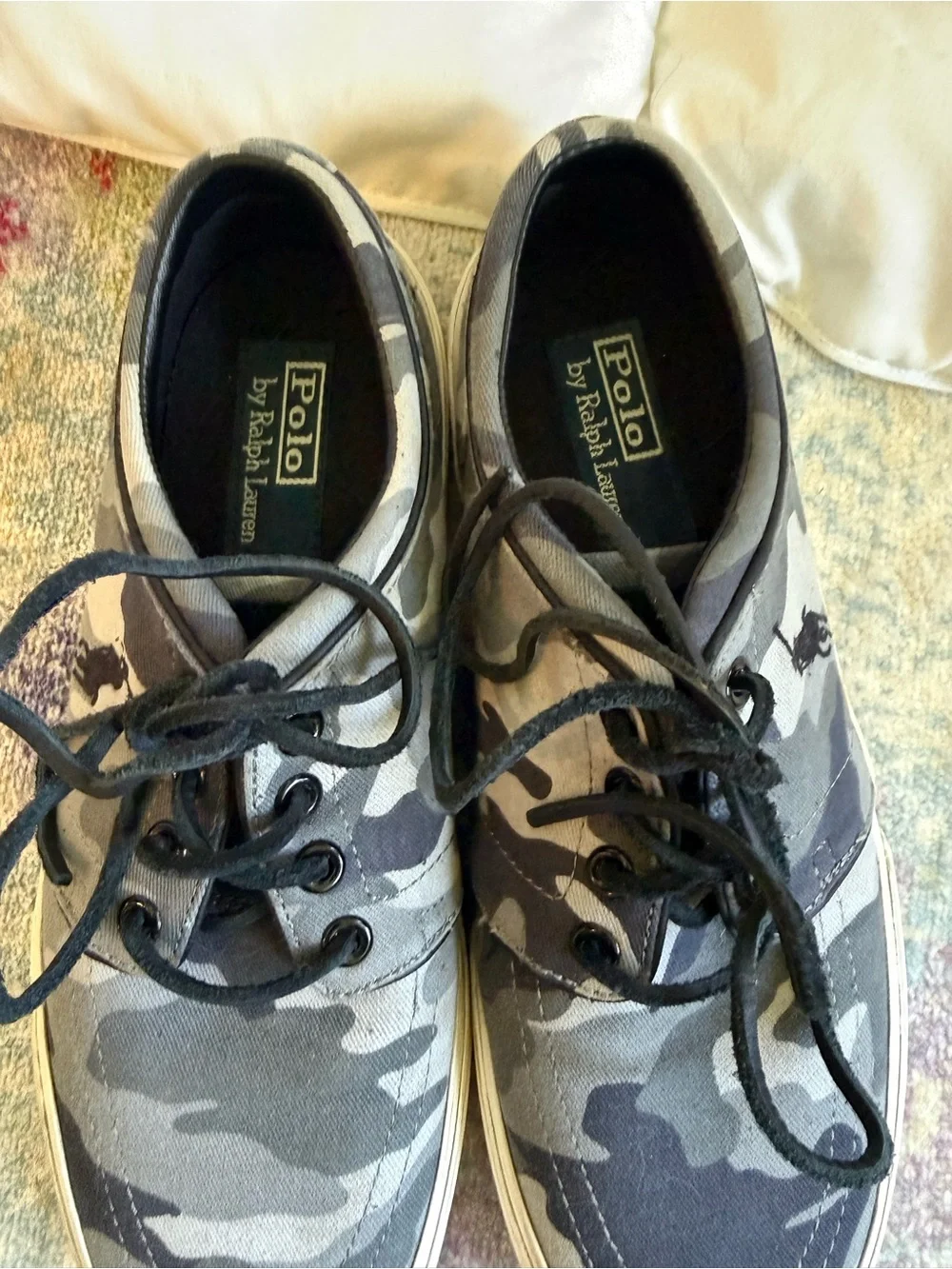Polo Ralph Lauren Faxon Low Gray Camouflage Canvas Sneakers